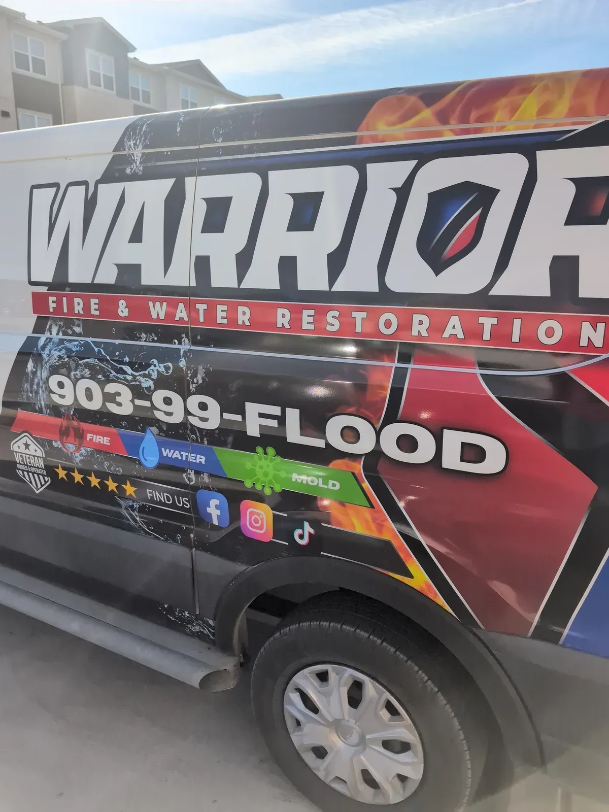 Warrior Fire & Water Restoration service van serving North Texas